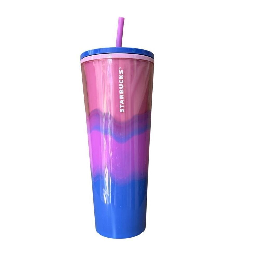 Starbucks Summer 2021 Color Wave 24oz Cold Cup Tumbler pink, purple, and blue
